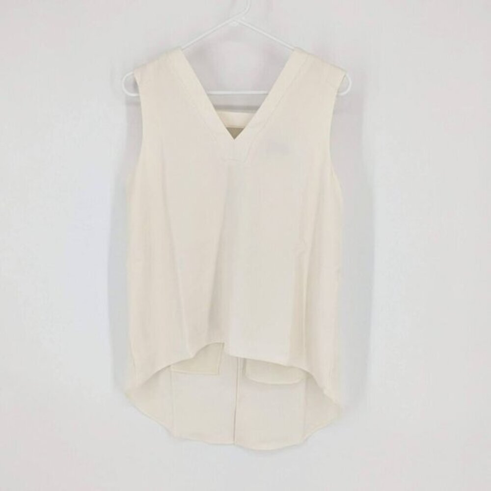 Lisa Rinna Collection V Neck Sleeveless Blouse Ivory Women's Size XS Extra Small